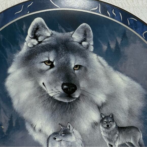 Vintage Bradford Exchange “Silver Scout” Timber Wolf Plate By Eddie La Page - Picture 3 of 9